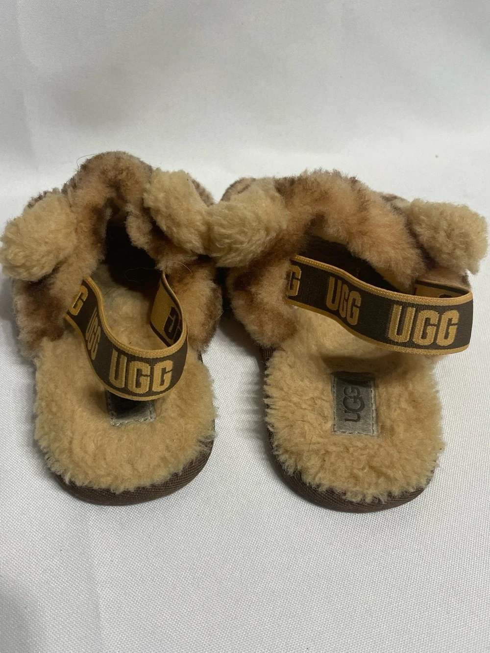 Youth Size 11 UGG Fuzzy Fluff Yeah Tiger Slippers Sandals Excellent Condition